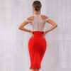New Bandage Women Off Shoulder Sexy Feather Bodycon Club Bead Party Dress - Image 6