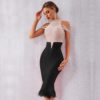 New Bandage Women Off Shoulder Sexy Feather Bodycon Club Bead Party Dress - Image 8
