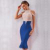 New Bandage Women Off Shoulder Sexy Feather Bodycon Club Bead Party Dress - Image 7