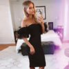 New Bodycon Lace Bandage Vestido Sexy Off Shoulder Club Women Party Dress - Image 3