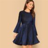 Plain Highstreet Trumpet Glitter Party Short Dress