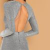 Plain Long Sleeve Stretchy Party Maxi Dresses - Image 5
