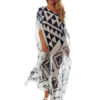 Plus Size Cover Up Dress Chiffon Print Half Sleeve One Shoulder Beach Dress