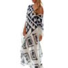Plus Size Cover Up Dress Chiffon Print Half Sleeve One Shoulder Beach Dress - Image 3