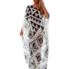 Plus Size Cover Up Dress Chiffon Print Half Sleeve One Shoulder Beach Dress - Image 2