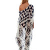 Plus Size Cover Up Dress Chiffon Print Half Sleeve One Shoulder Beach Dress - Image 4