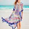 Plus Size Cover Ups Women Tassel Printed Beach Bathing Suit