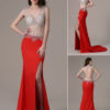 Red Prom Long Mermaid Evening Party Dress With Train