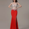 Red Prom Long Mermaid Evening Party Dress With Train - Image 2