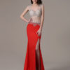 Red Prom Long Mermaid Evening Party Dress With Train - Image 4