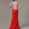 Red Prom Long Mermaid Evening Party Dress With Train - Image 7