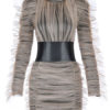 Ruched Bodycon Long Party Ruffles Tulle Birthday Dress - Image 2