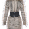 Ruched Bodycon Long Party Ruffles Tulle Birthday Dress - Image 3