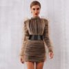 Ruched Bodycon Long Party Ruffles Tulle Birthday Dress - Image 5