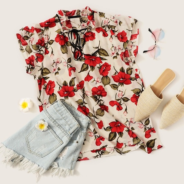 Ruffle Floral Elegant Pullover Women Minimalist Blouse - Image 4