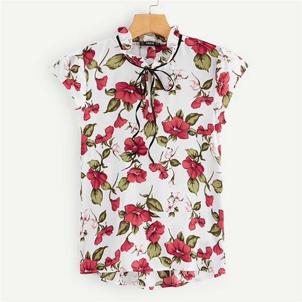 Ruffle Floral Elegant Pullover Women Minimalist Blouse - Image 8