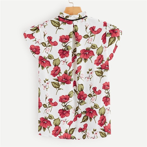 Ruffle Floral Elegant Pullover Women Minimalist Blouse - Image 7