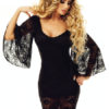 Sexy Club Dress Lace Dress Flared Sleeve Backless Bodycon Dress