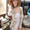 Sexy Club Glitter Bodycon Halter Backless Plunging Going Out Dresses - Image 2