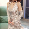 Sexy Club Glitter Bodycon Halter Backless Plunging Going Out Dresses - Image 5