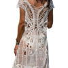 Sexy Cover Up Dress Crochet Lace Sheer Beachwear For Women - Image 2