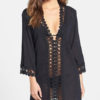 Sexy Cover Up Long Sleeve Cut Out Plunging Beachwear - Image 2