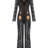 Sexy V Neck Long Sleeve Split Party Jumpsuit - Image 6