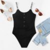 Sleeveless Letter Print Straps Women Summer Casual Bodysuits