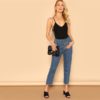 Solid Stretchy Cami Strap Skinny Mid Waist Summer Club Bodysuits - Image 4