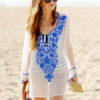 Swimsuit Cover Ups Long Sleeve Sheer Printed Women Beach Bathing Suit - Image 2