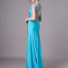 Teal Evening Illusion Prom Floor Length Sheath Dress - Image 6