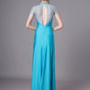 Teal Evening Illusion Prom Floor Length Sheath Dress - Image 8