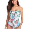 Tropical Floral Multi-Ways Wearing Bowknot Slimming One Piece Swimsuits For Women