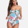 Tropical Floral Multi-Ways Wearing Bowknot Slimming One Piece Swimsuits For Women - Image 2