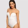 V Neck Sexy Casual Strapless Women Autumn Plain Elegant Bodysuits - Image 2