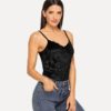 Velvet Solid Women Summer Sleeveless Tshirt Sexy BodySuits - Image 4