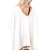 White Cover Up Dress Plunging Lace Tassels Oversized Beach Dress - Image 4