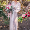 White Cover Up Maxi Dress Lace Sheer Long Sleeve Women Beach Swimwear