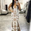 Lace Sleeveless Backless Plunging Party Sexy Evening Dress - Image 2