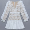 White Lace Plunging Party Sexy Mini Dress - Image 3