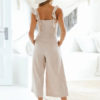 Wide Leg Jumpsuit Straps Buttons Summer Jumpsuit For Women - Image 4
