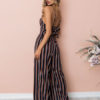 Wide Leg Jumpsuit Striped Straps Low Back Summer Jumpsuit For Women - Image 5