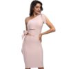 Women Apricot One Shoulder Tassel Runway Party Dresses