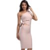 Women Apricot One Shoulder Tassel Runway Party Dresses - Image 2