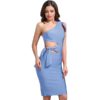 Women Apricot One Shoulder Tassel Runway Party Dresses - Image 5
