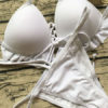 Women Bikini Swimsuit White Ruffles Strappy Lace Up Two Piece Swimwear - Image 3