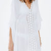 Women Casual Cover Up V Neck Lace Half Sleeve Cotton Beachwear - Image 2