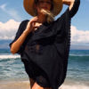 Women Casual Cover Up V Neck Lace Half Sleeve Cotton Beachwear - Image 5