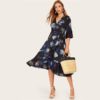 Women Casual Floral Boho A Line Beach Dress - Image 4