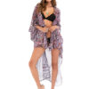 Women Cover Up Half Sleeve V Neck Tiger Print Sash Beachwear